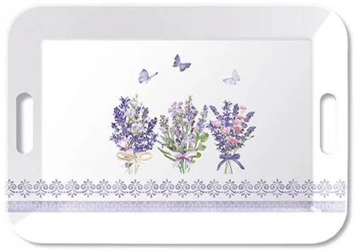 Lovely lavender levendula virágos műanyag konyhai nagy tálca 33x47 cm