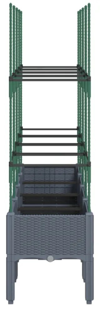 kékszürke polipropilén rácsos kerti ültetőláda 160 x 40 x 142,5 cm