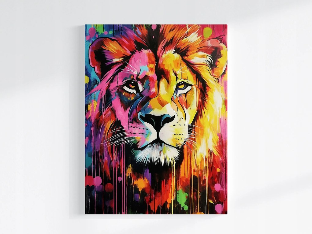 Vászonkép Canvas Graffiti Urban Street Art Oroszlán Portré Neon 75x100