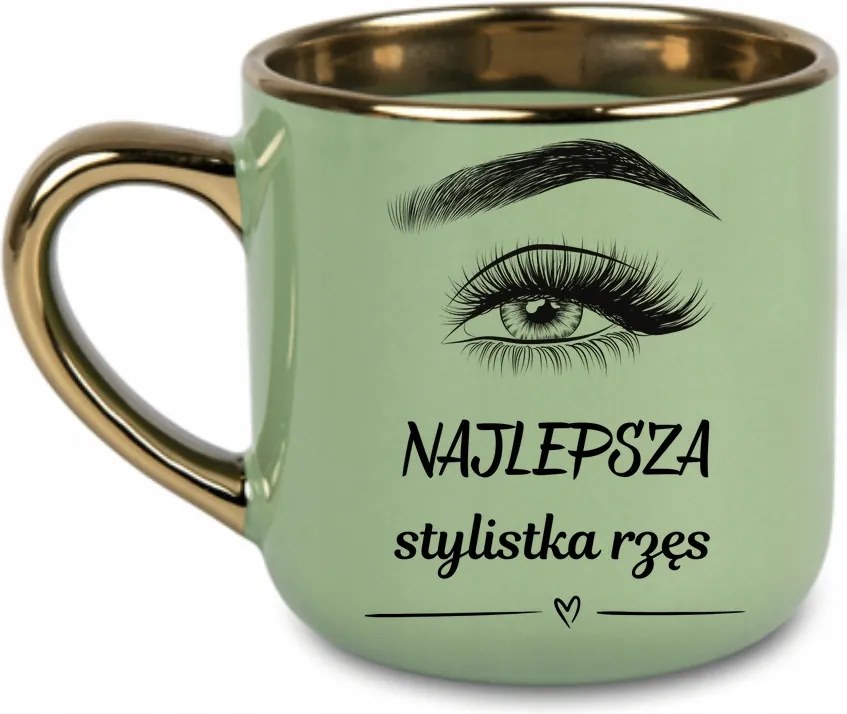 Elegáns bögre "Legjobb szempilla stylist" Ajándék tökéletes 400 Zöld