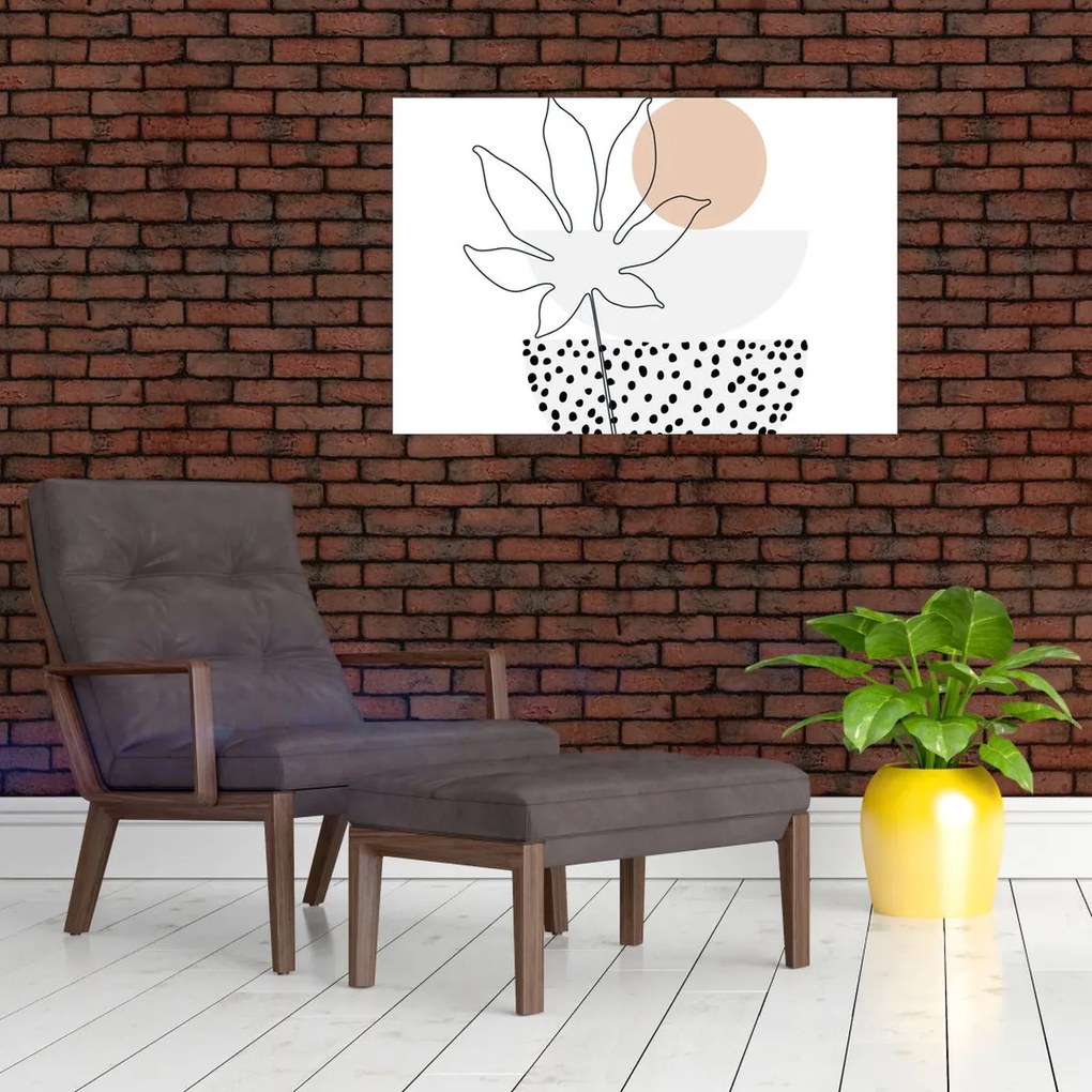 Kép - Vonal művészet virágok N⁰3 (90x60 cm)