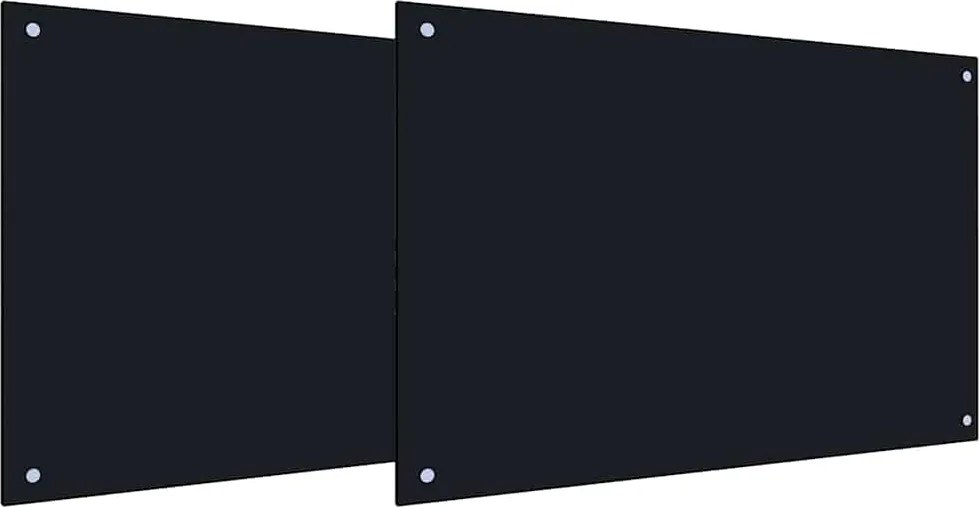 vidaXL Konyhai splashback 2 pcs Fekete 90 x 50 cm edzett üveg