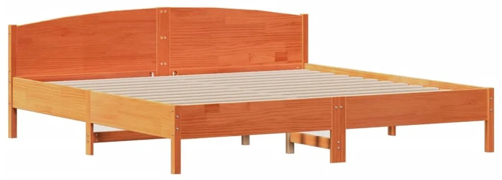 barna tömör fenyőfa könyvespolcos ágy matrac nélkül 180 x 200cm