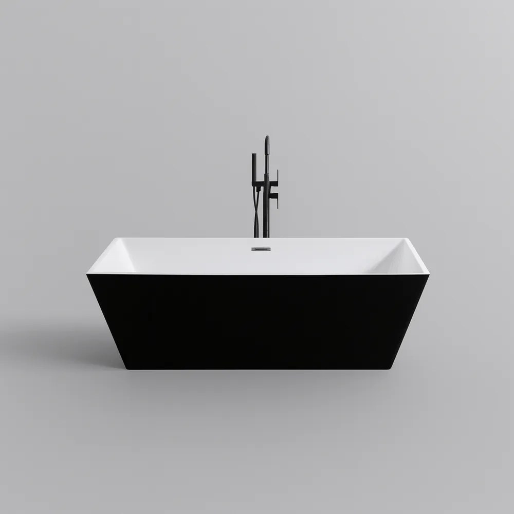 CUBE || szabadon álló fürdőkád, fekete-fehér, 170x75x58 cm