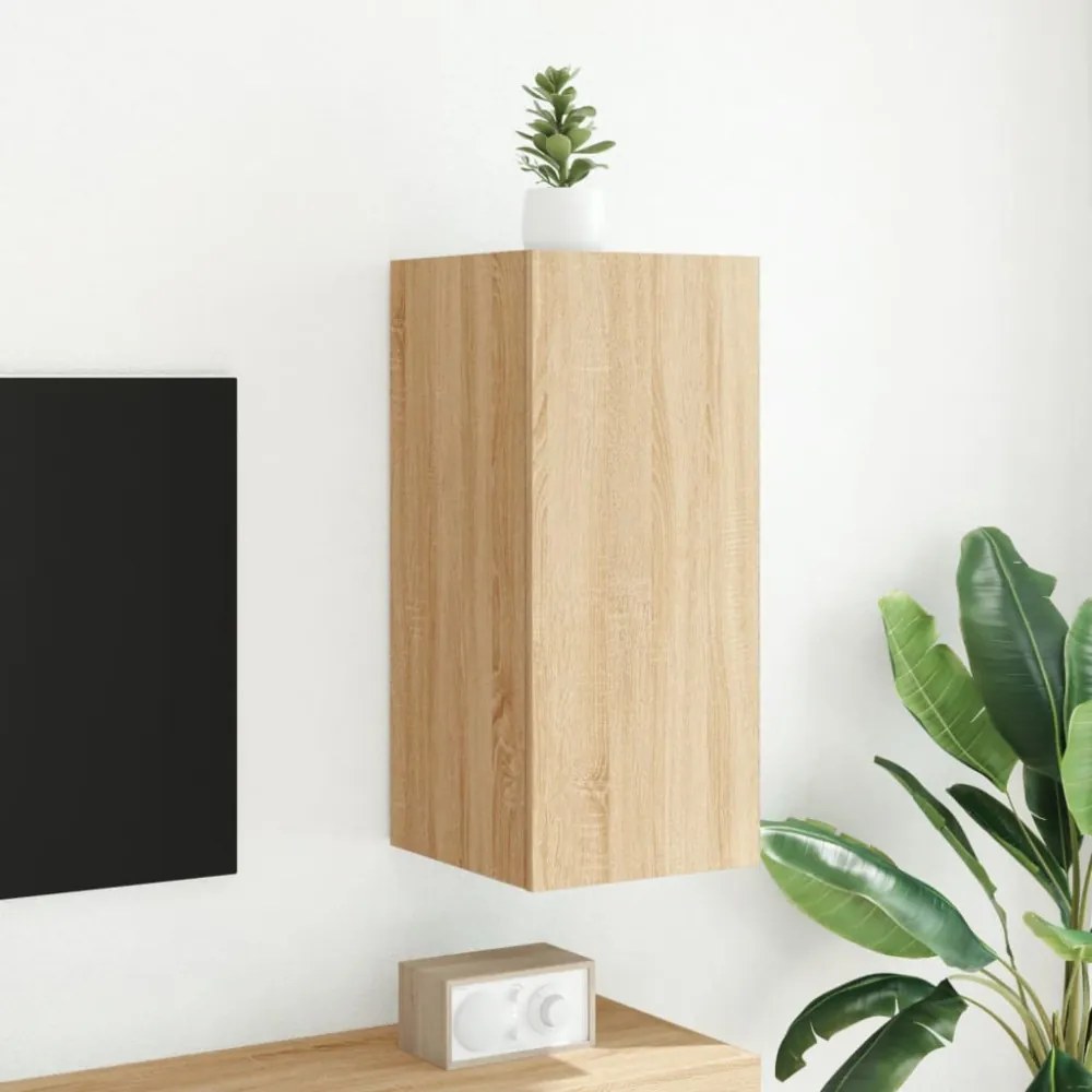 sonoma tölgy színű fali TV-szekrény LED-ekkel 30,5x35x70 cm