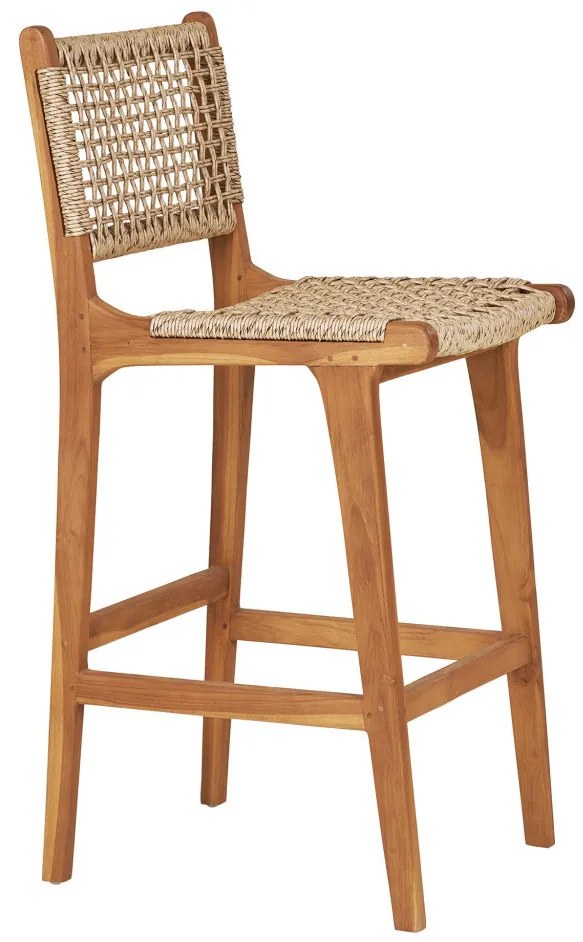 Derby bárszék, teak fa/polyrattan, natúr