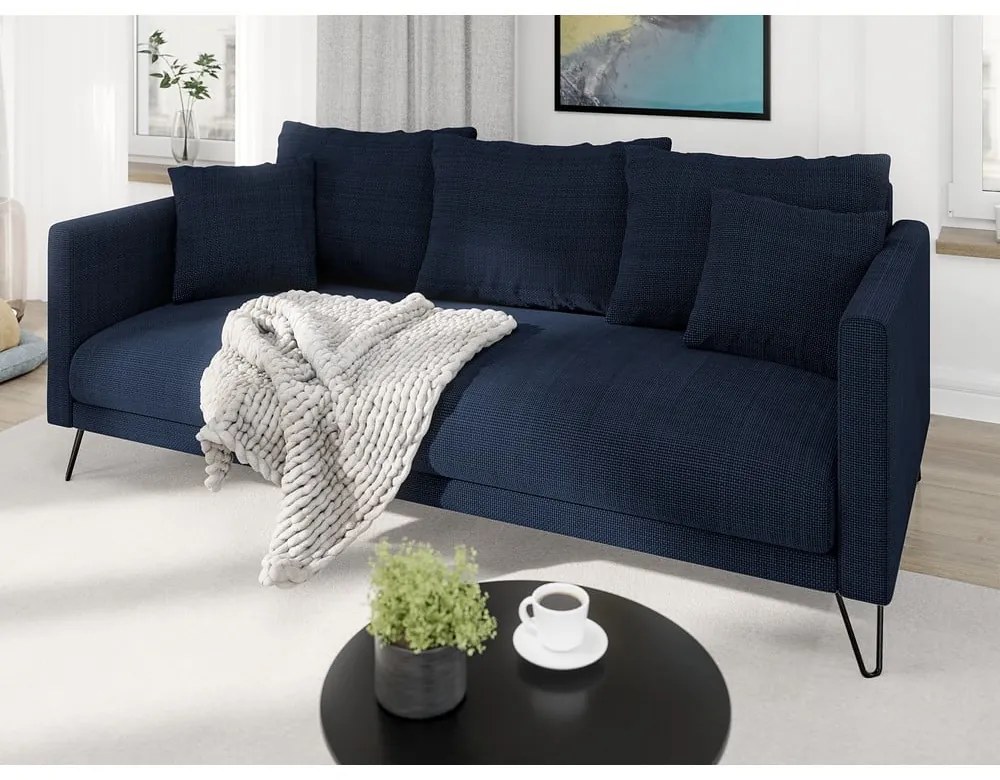 Sötétkék zsenília kanapé 200 cm Freya – Ropez