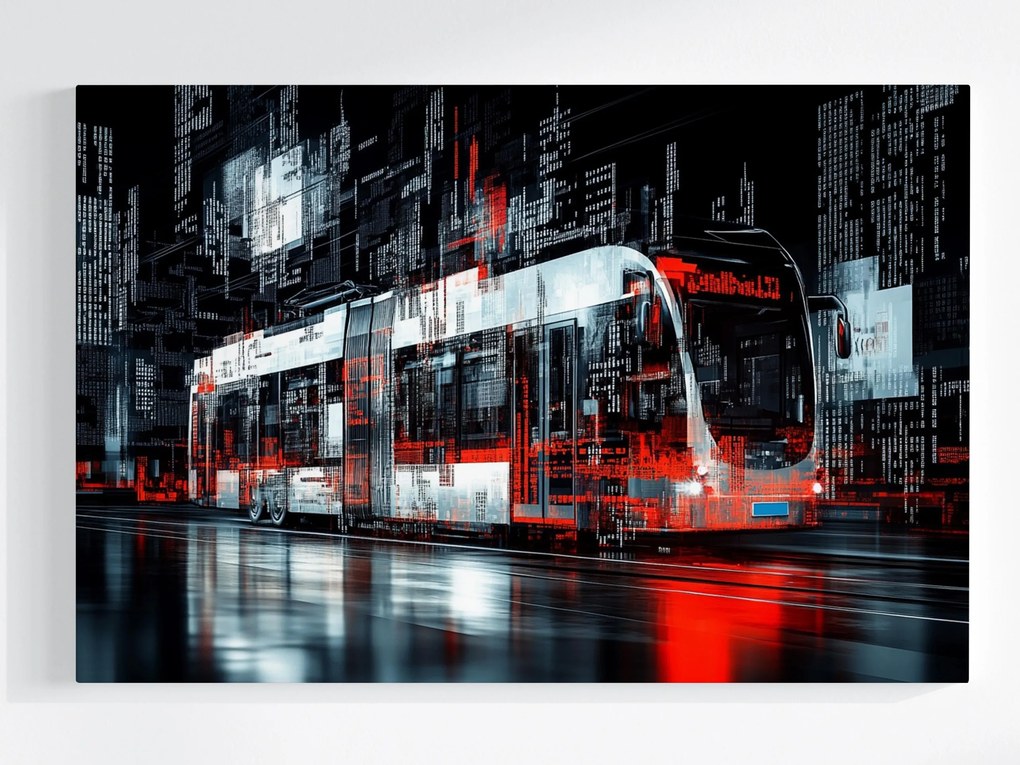 Vászonkép Canvas Város Utca Villamos Sínbusz Kód Matrix 120x80