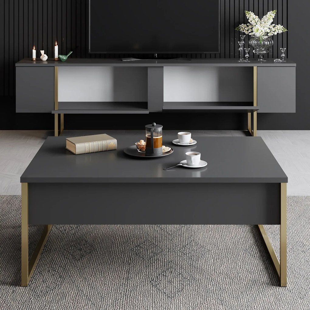 TV asztal/szekrény Luna (antracit + arany). 1073432