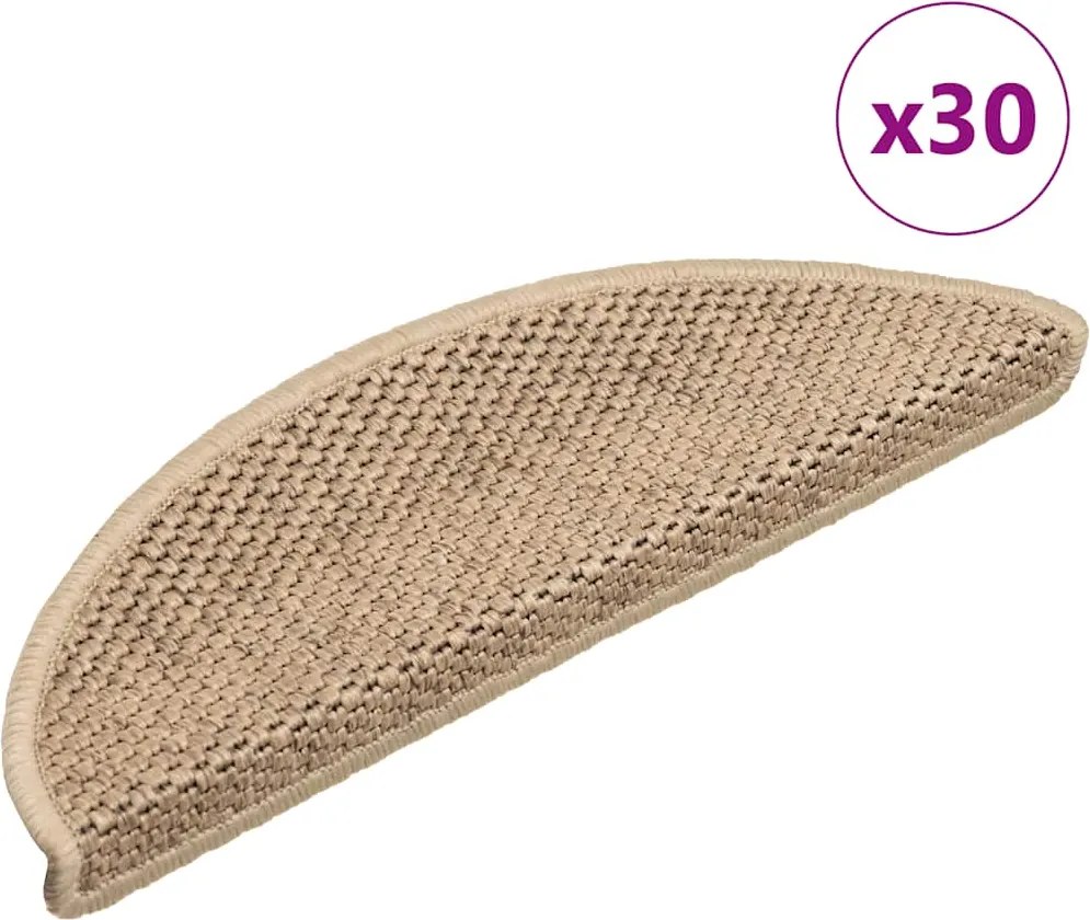 vidaXL 30 db lépcsőszőnyegek öntapadós szizál kinézetű 56x17x3 cm