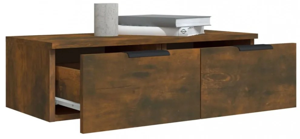 2 db füstös tölgyszínű szerelt fa fali szekrény 68 x 30 x 20 cm