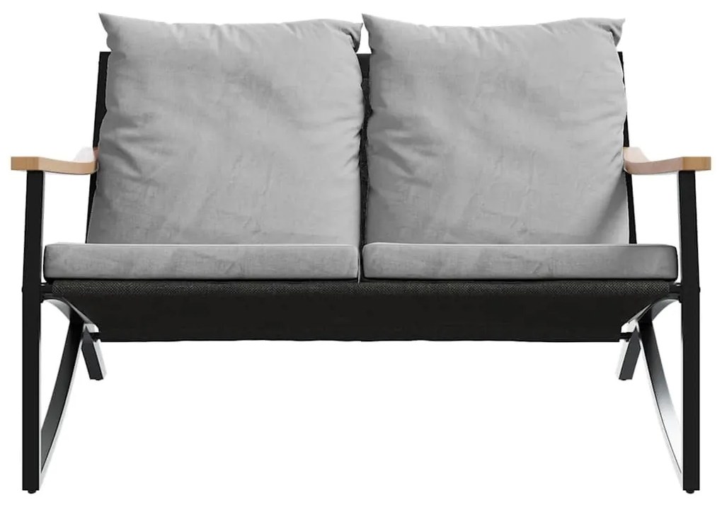 fekete acél kerti pad párnákkal 120 cm