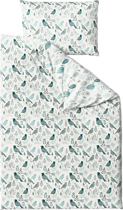 Pamut ágynemű LEAFBIRD POLY fehér-zöld Ágyneműhuzat mérete: 2 db 70 x 90 cm | 200 x 220 cm