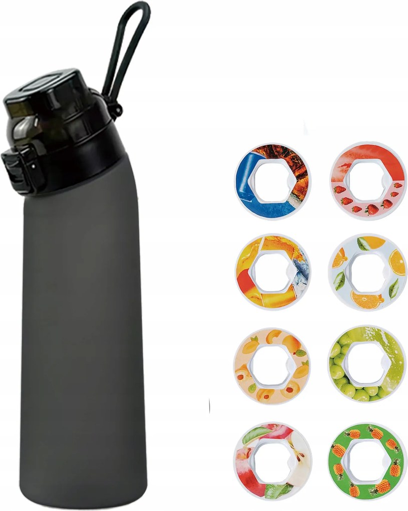 Ízesített Vizes Palack 700 ml 8 Kapszulával Cukor- és Kalóriamentes, fekete