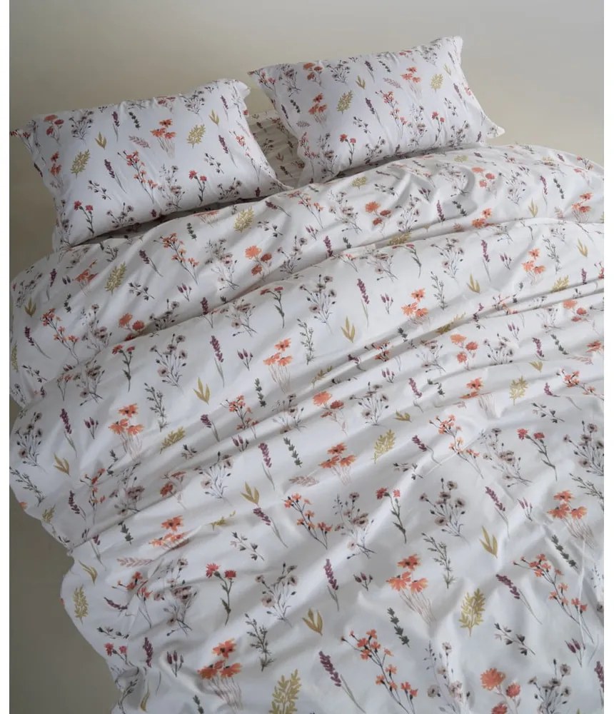 Fehér egyszemélyes renforcé pamut ágyneműhuzat 140x200 cm Floral Dance Autumn – Mila Home Luxury