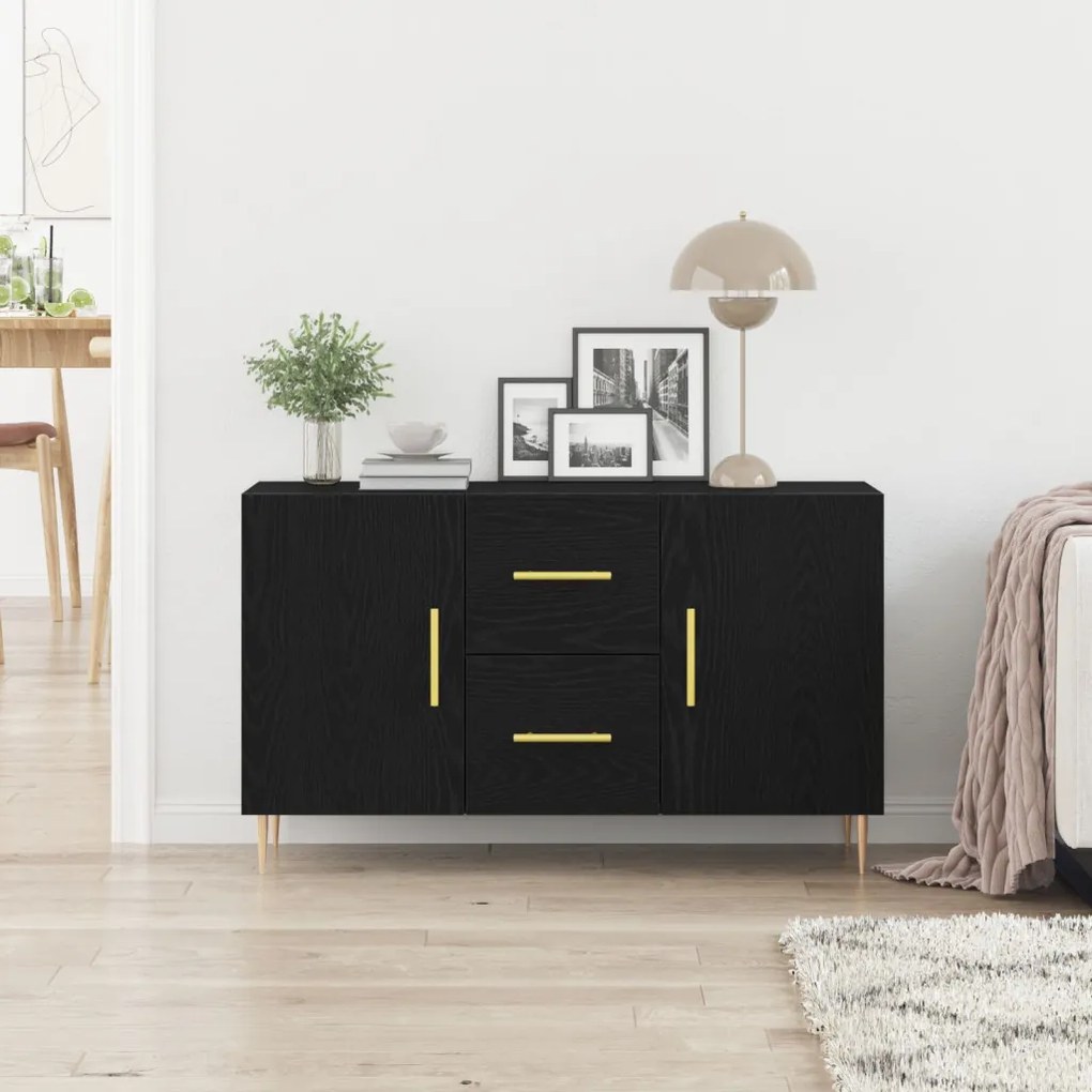 Fekete tölgyfa szekrény 100x36x60 cm Mérnöki fa