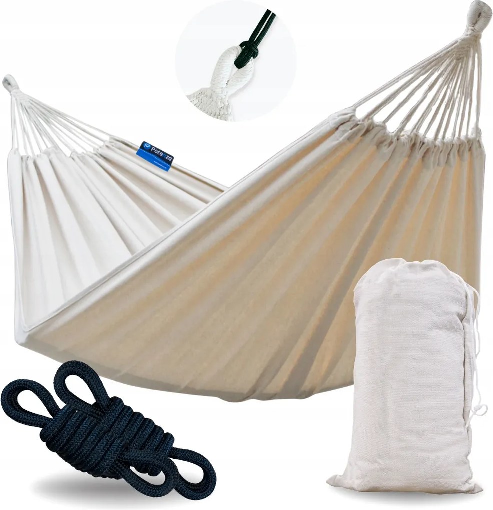 Boho 2os Roma kerti függőágy 220x160 krémszínű, Potenza huzattal