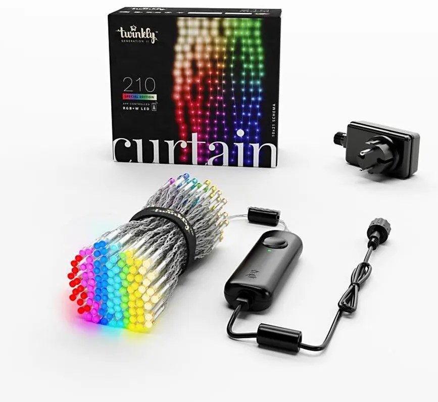 Twinkly TWW210SPP-TEU kültéri RGB LED karácsonyi fényfüggöny, 210 LED, 6,1 m, IP