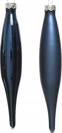 Üveggömb jégcsap sötétkék fényes/matt 3x15cm 6 db