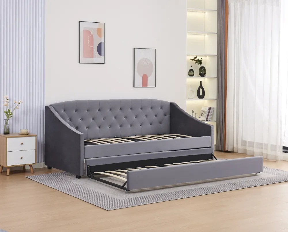 Kihúzható ágy, szürke, ALODA