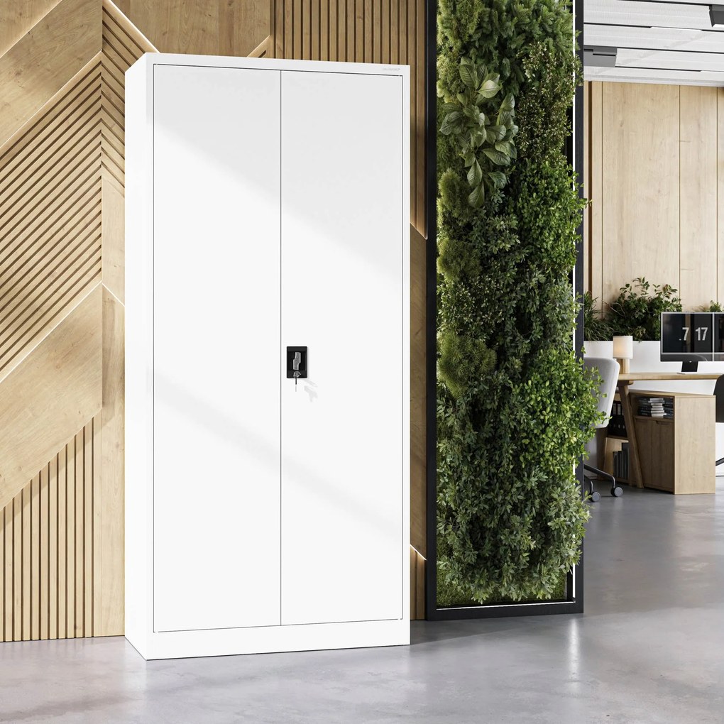 Fém iratszekrény JAN H, 900 x 1950 x 400 mm, fehér