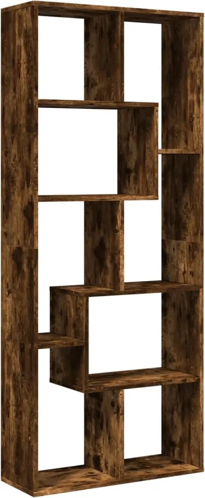 vidaXL füstös tölgy szerelt fa elválasztó könyvespolc 67x25x161,5 cm