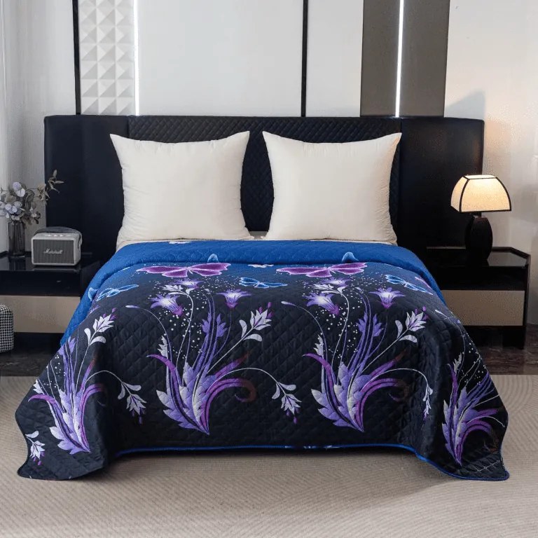 Ágytakaró VIOLET BUTTERFLY, sötétkék Méret: 220 x 240 cm