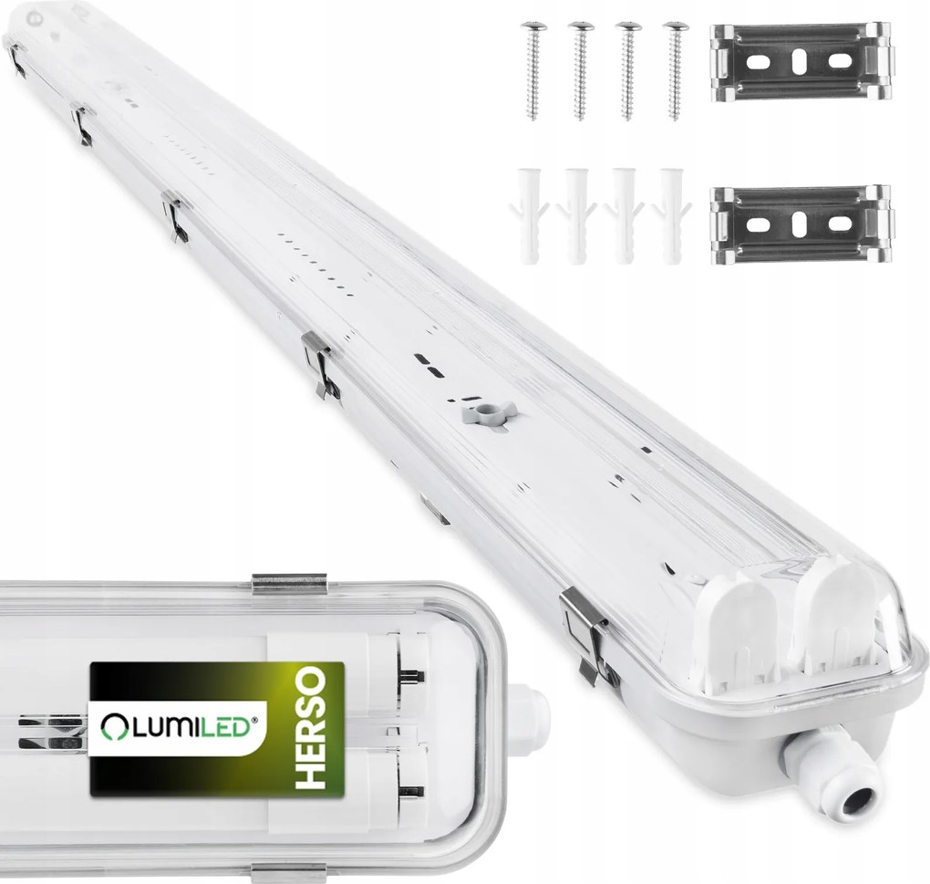 Hermetikus Led lámpatest 120cm Fém lámpatest 2x T8 garázshoz