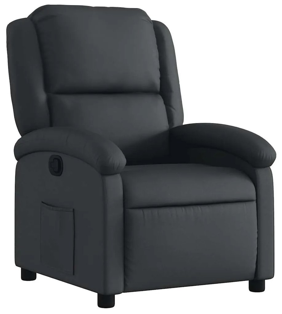 fekete, valódi bőr relaxfotel