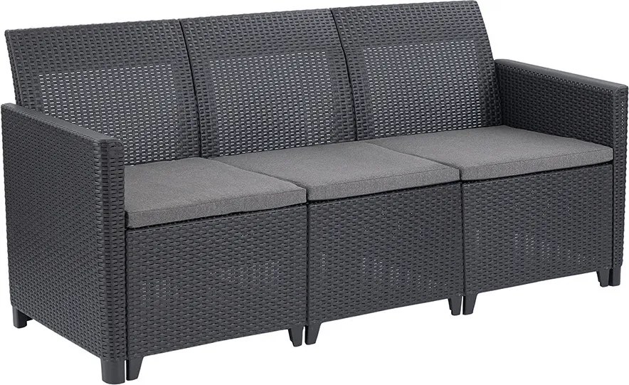 Claire 3 üléses műrattan kerti kanapé