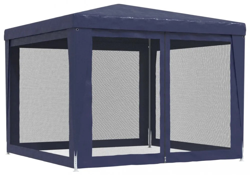 kék HDPE rendezvénysátor 4 hálós oldalfallal 3x3 m