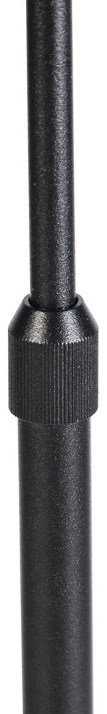 Állólámpa fekete, redős árnyékolóval krémszínű, 45 cm állítható - Parte