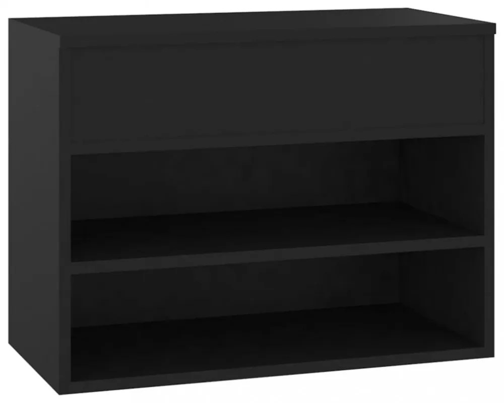fekete szerelt fa cipőtároló pad 60 x 30 x 45 cm