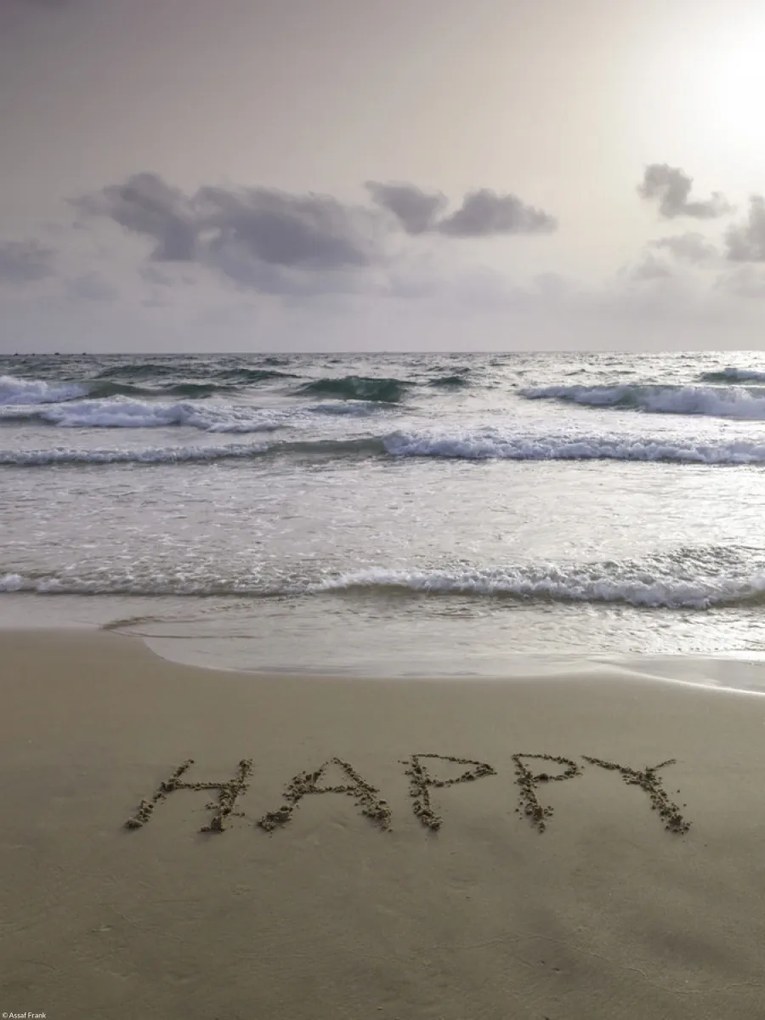 Poszter 30x40cm Happy szó a tengerparton, Assaf Frank
