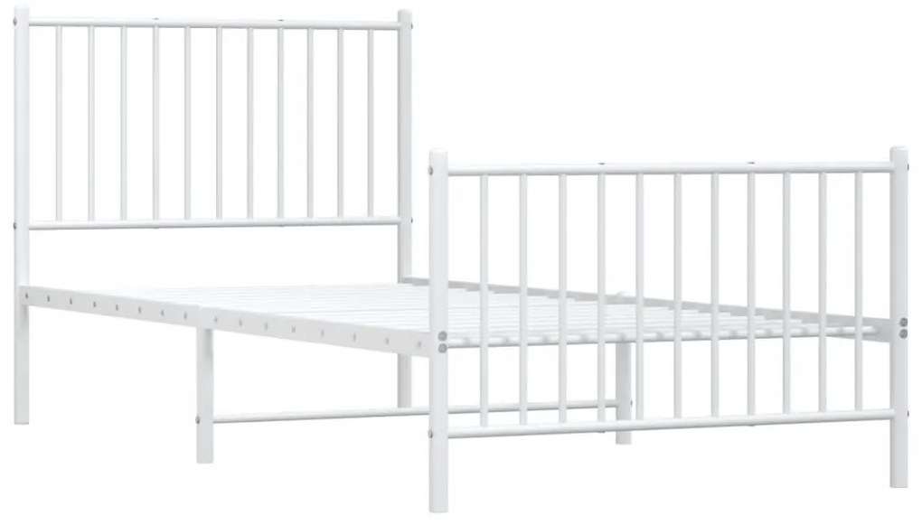 fehér fém ágykeret fej- és lábtámlával 90x200 cm