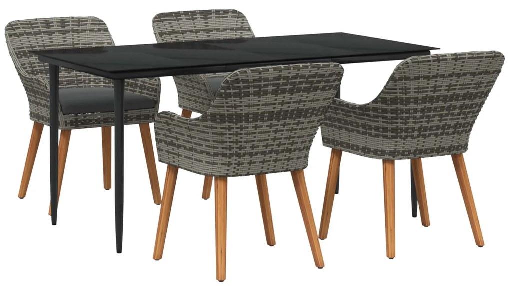 vidaXL Kert étkező szett párnával 5 pcs Szürke polirattan