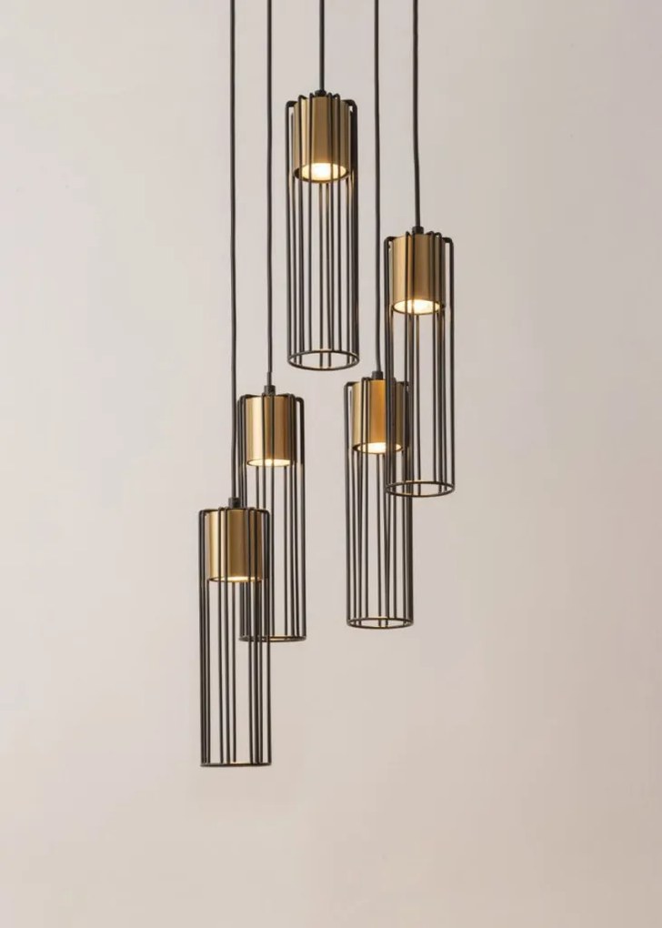 SIGMA LIGHTING 33461 FOBIA Többágú Függesztett Lámpa Fekete, Arany GU10 IP20