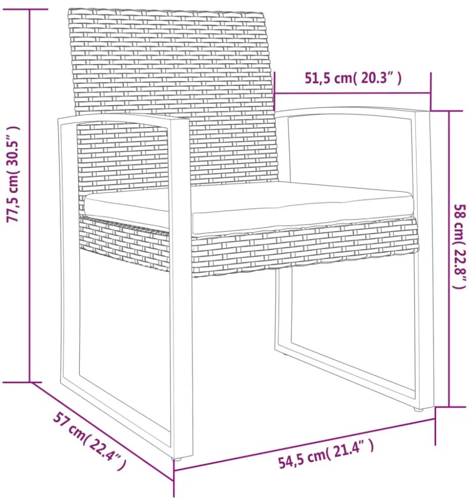 2 db barna polyrattan kerti étkezőszék