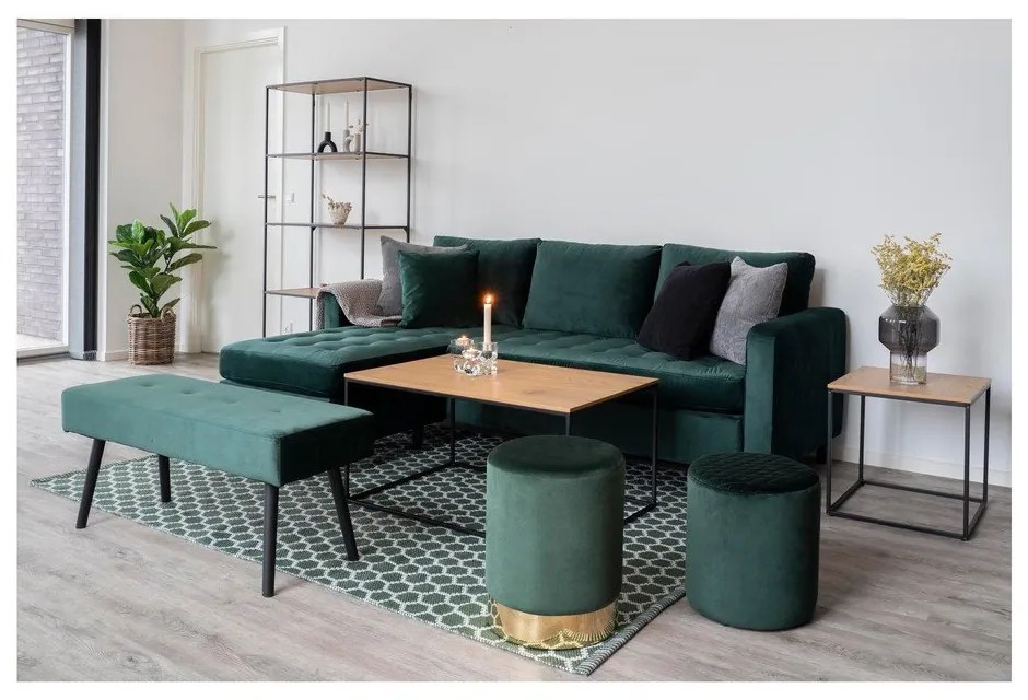 Vita tárolóasztal fekete acél kerettel és tölgyfa dekor asztallappal, 45 x 45 cm - House Nordic