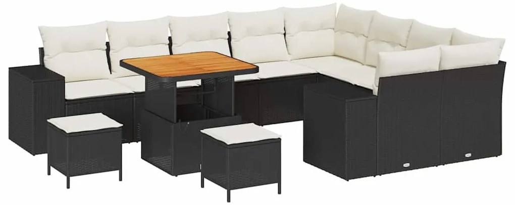 Kerti Kanapé Szett 12 pcs Fekete és Krém 80 x 80 x 71 cm