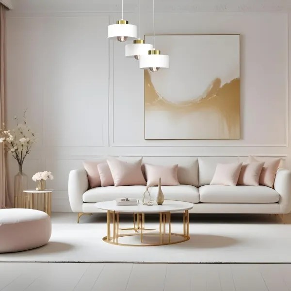 Csillár zsinóron MARTI 3xE27/15W/230V fehér/arany