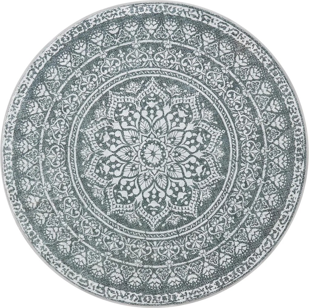 Kerek Szőnyeg, Kültéri Szőnyeg, Boho, 160 cm átmérő, Mosható, Antracitszürke