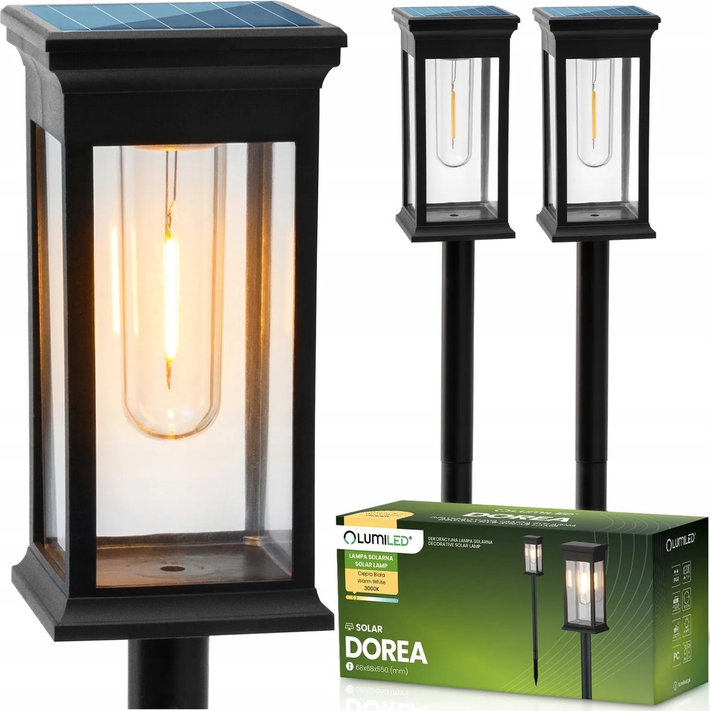 3x LED-es napelemes kerti lámpa kültéri beszúrható IP44 dekoratív lámpaoszlop