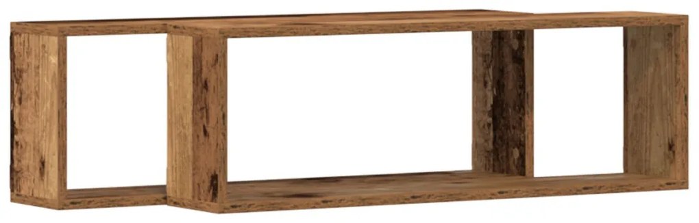 Fali Polcok 2 db Régi Fa 80x15x26 cm Műanyag Fa