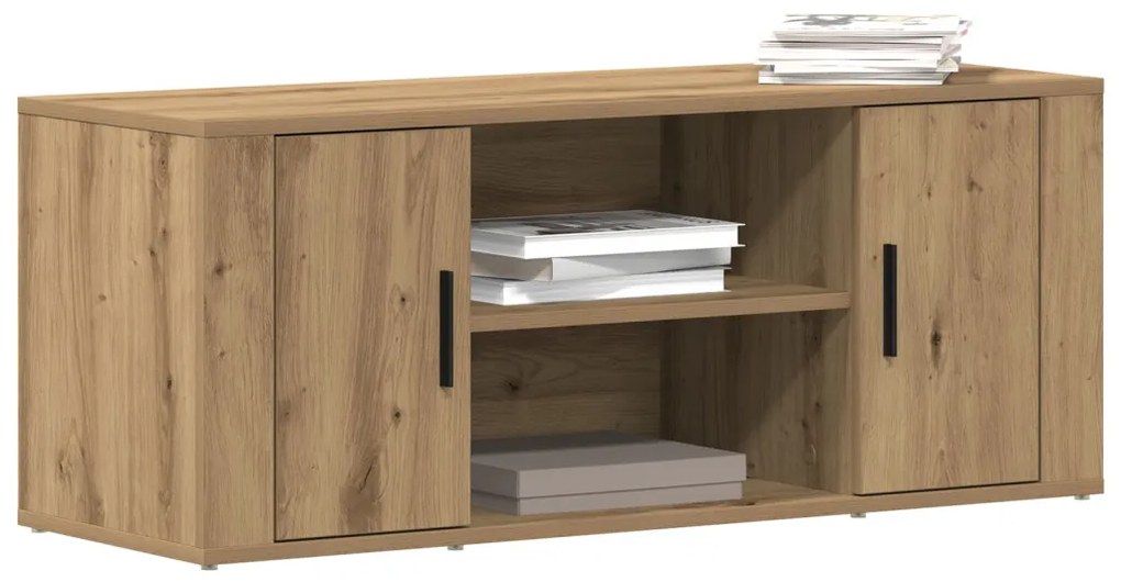 Televíziós Szekrény Mesterien Részletezett Tölgy 100x35x40 cm Mérnöki Fa