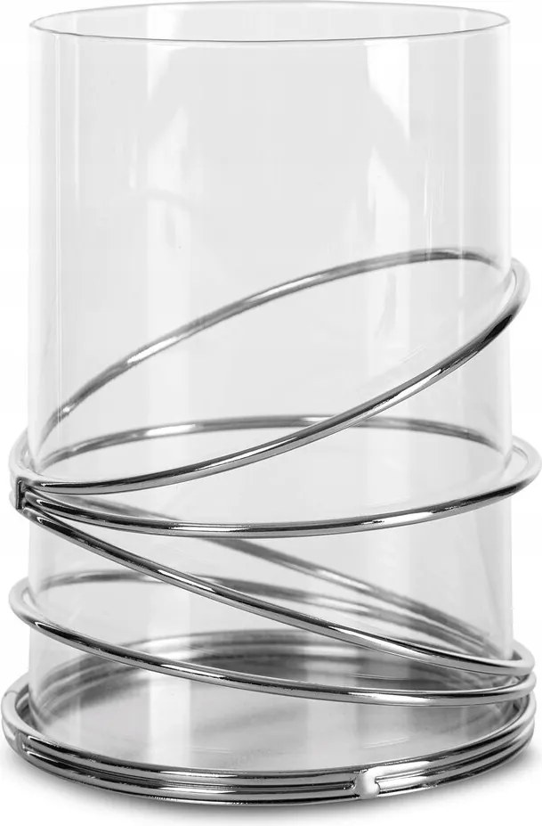 Dekorációs gyertyatartó Nala 13x18 Eurofirany átlátszó ezüst spirál