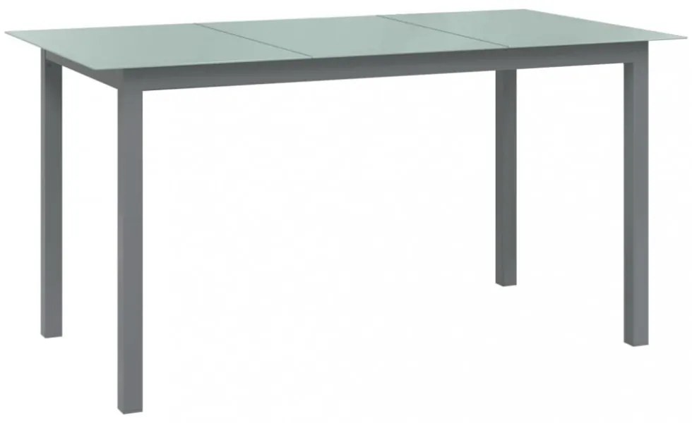 világosszürke alumínium és üveg kerti asztal 150 x 90 x 74 cm