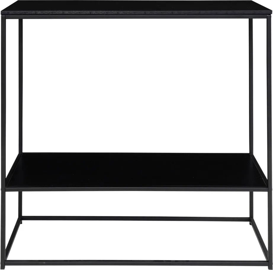 Konzolasztal 2 polccal, fekete 80x36x80cm