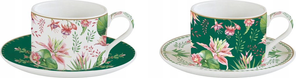 Csésze szett kétszemélyes 240ml+ csészealj virág motívum színes ajándék