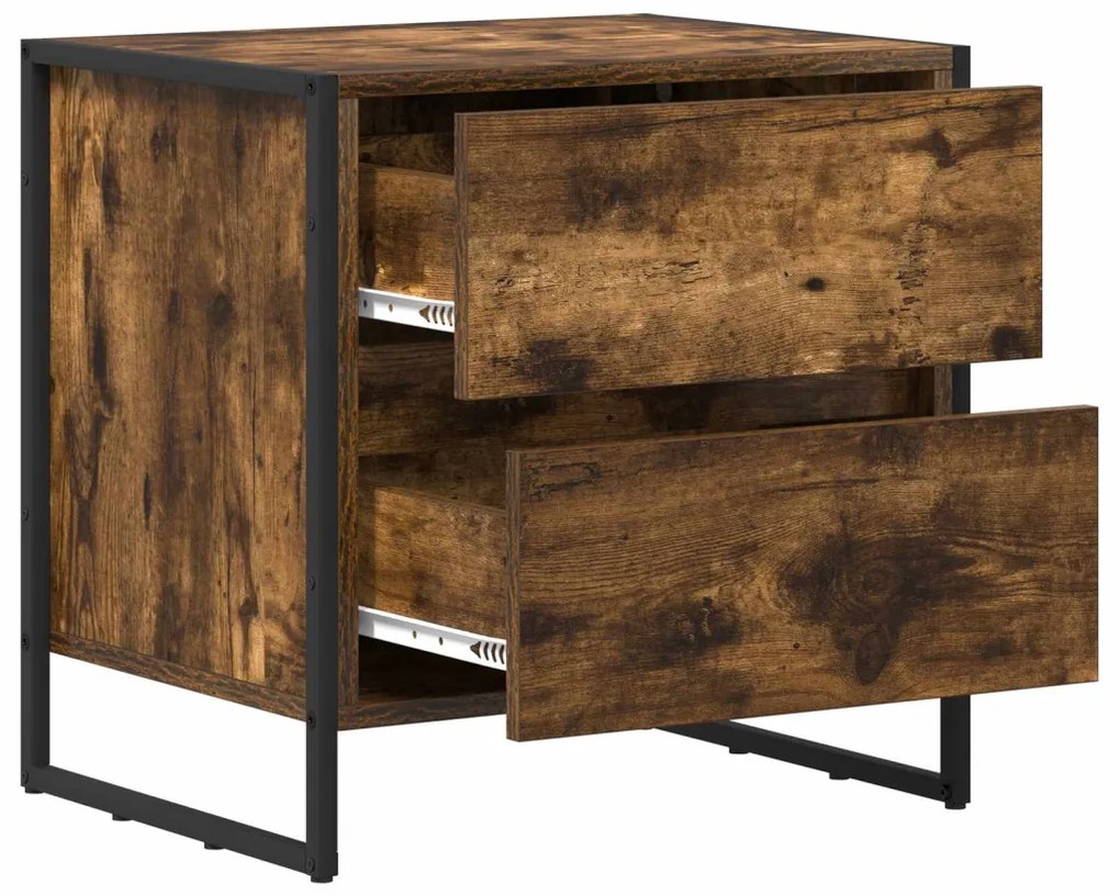 vidaXL Éjjeli asztal fiókkal Füstös tölgy 50 x 39.5 x 50 cm Faanyag